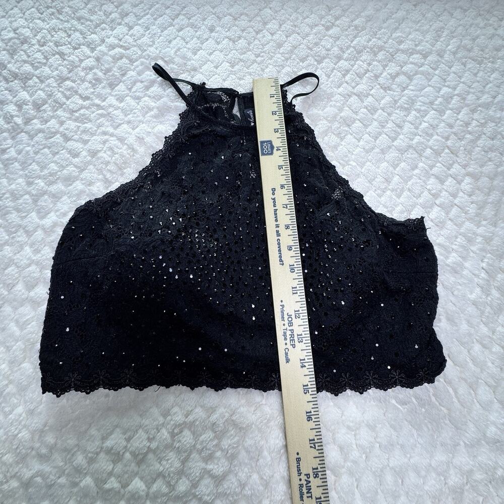 Women’s Halter Top Cropped Sequined Party Black Size Small - Picture 8 of 10